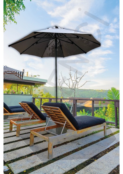 Alubrella Güneş Şemsiyesi Yuvarlak, 250 cm Çaplı, Antrasit Renkli Su Geçirmez Kumaş fırsatları