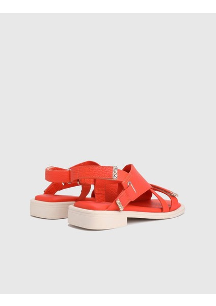 Carcee Hakiki Deri Turuncu Kadın Sandalet fırsatları