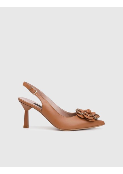 Andreina Hakiki Deri Taba Kadın Topuklu Sandalet modelleri