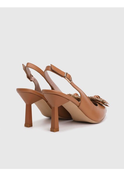 Andreina Hakiki Deri Taba Kadın Topuklu Sandalet fırsatları