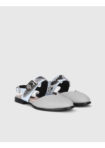 Kalika Hakiki Deri Mavi Kadın Sandalet