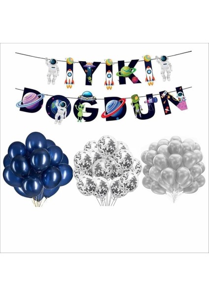Uzay Temalı Balon+Banner Seti