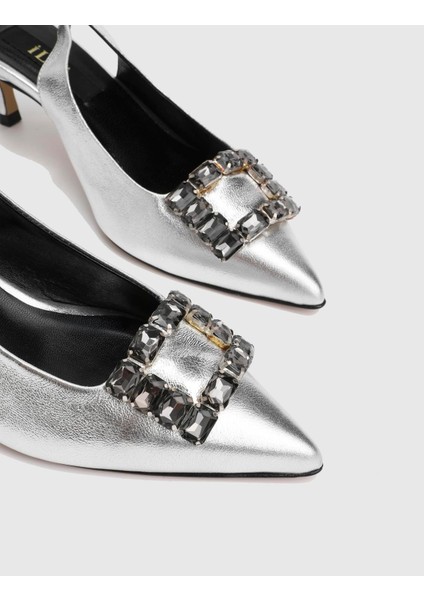 Varela Hakiki Deri Kadın Gümüş Renk Topuklu Sandalet fiyatları