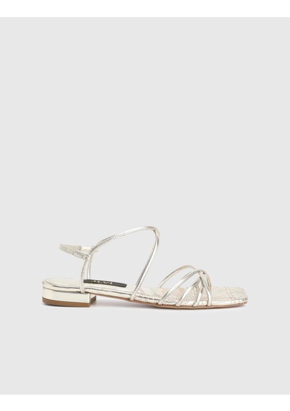 Charissa Hakiki Deri Altın Renk Kadın Sandalet modelleri