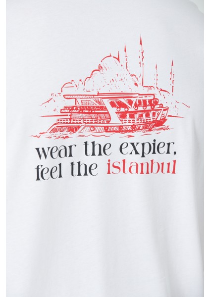 %100 Pamuk Erkek Relax Fit Rahat Kalıp Bisiklet Yaka Basic Düz Kısa Kollu Baskılı Tişört TNT-012