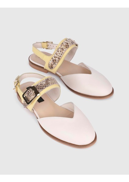 Kalika Hakiki Deri Krem Kadın Sandalet fiyatları