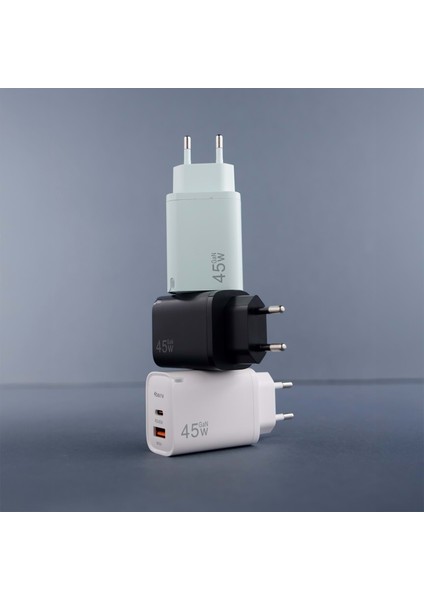 AD17 45W Yeşıl Süper Hızlı Şarj Adaptörü – Çift Port USB-A & USB-C, PD + QC3.0 Destekli fiyatları