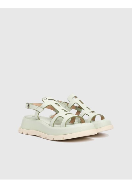 Odin Hakiki Deri Yeşil Kadın Sandalet