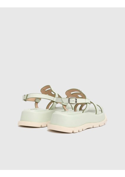 Odin Hakiki Deri Yeşil Kadın Sandalet fırsatları