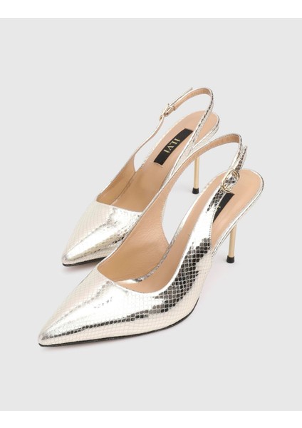 Panya Hakiki Yılan Baskılı Deri Kadın Altın Renk Topuklu Sandalet fiyatları