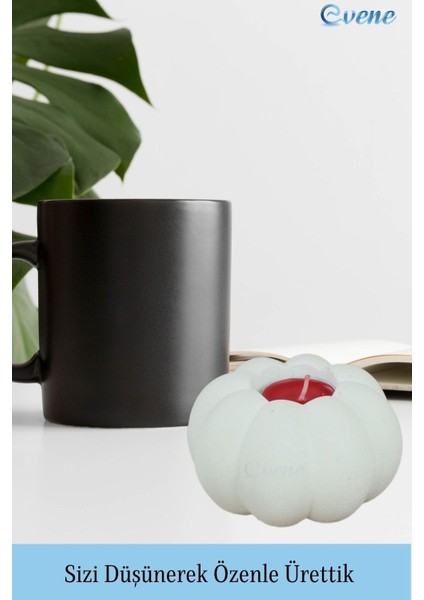 Mumluk Şamdan 3 Adet Tealight ve Ince Mum Uyumlu Kabak Model