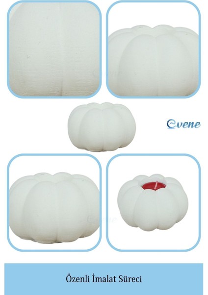 Mumluk Şamdan 3 Adet Tealight ve Ince Mum Uyumlu Kabak Model