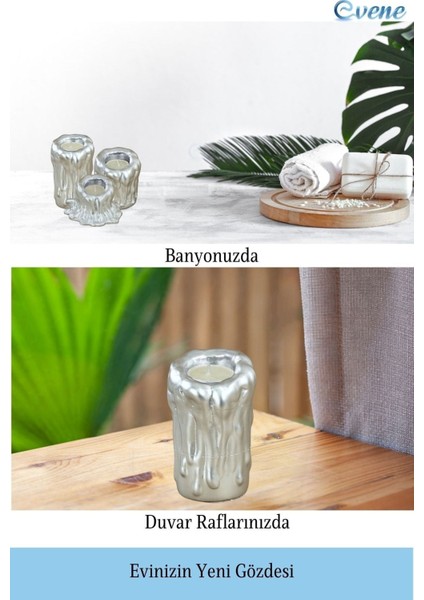 Mumluk Şamdan 3 Adet Tealight Uyumlu Üçlü Tüm Boylar Erimiş Mum Model