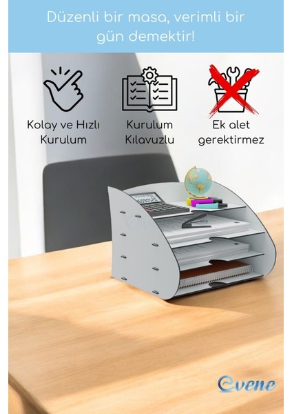 Dosya Düzenleyici Masa Üstü Organizer Ahşap Evrak Raflı Model 3