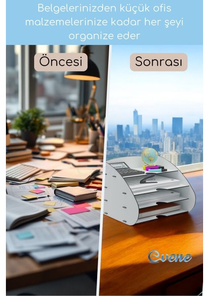 Dosya Düzenleyici Masa Üstü Organizer Ahşap Evrak Raflı Model 3