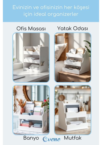 Dosya Düzenleyici Masa Üstü Organizer Ahşap Evrak Raflı Model 3