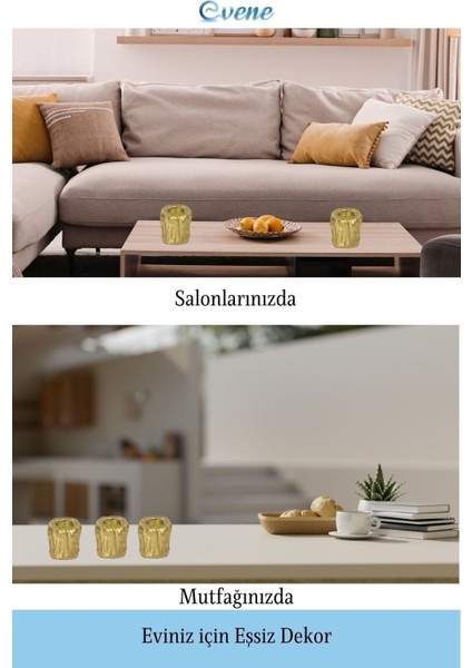 Mumluk Şamdan 3 Adet Tealight Uyumlu Üçlü Orta Erimiş Mum Model