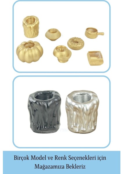 Mumluk Şamdan 3 Adet Tealight Uyumlu Üçlü Orta Erimiş Mum Model