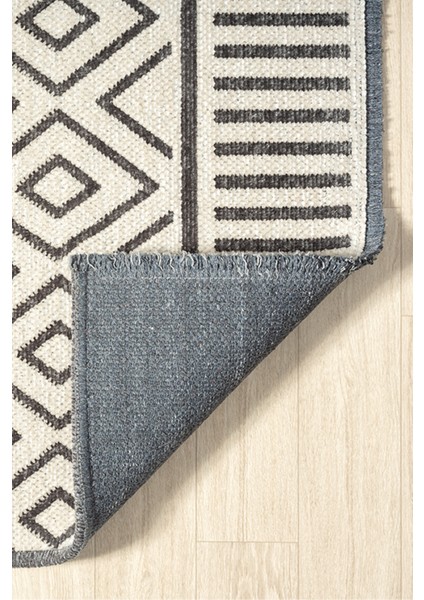Ares Antrasit Krem Halı Yıkanabilir Kaymaz Taban Şönil Kilim Dokuma Pamuk Taban Kilim NV12 50 x 80 cm modelleri
