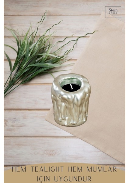 Şamdan Dekoratif Mumluk Şamdan Tealight Mum Uyumlu Erimiş Mum Orta Model