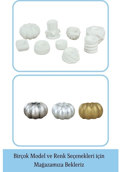 Mumluk Şamdan Tealight ve Ince Mum Uyumlu Kabak Model