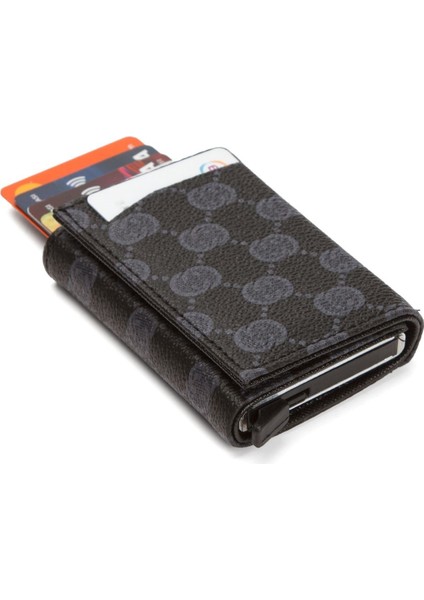 Rfıd Otomatik Çekim Koruyucu Mekanizmalı Kağıt Para Bölmeli Hediyelik Kartlık Cüzdan TUL604 - Siyah modelleri