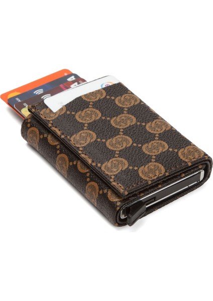 Erkek Rfıd Otomatik Çekim Koruyucu Mekanizmalı Kağıt Para Bölmeli Hediyelik Kartlık Cüzdan TUL604 - Kahverengi fiyatları