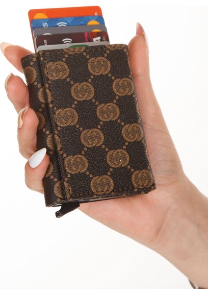 Erkek Rfıd Otomatik Çekim Koruyucu Mekanizmalı Kağıt Para Bölmeli Hediyelik Kartlık Cüzdan TUL604 - Kahverengi modelleri