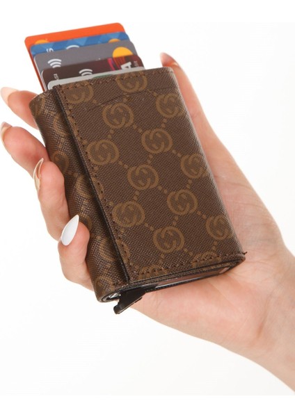 Erkek Rfıd Otomatik Çekim Koruyucu Mekanizmalı Kağıt Para Bölmeli Hediyelik Kartlık Cüzdan TUL604 - Taba fiyatları