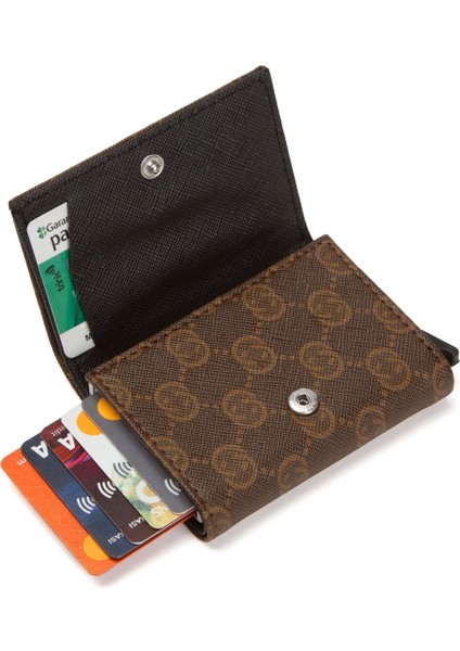 Erkek Rfıd Otomatik Çekim Koruyucu Mekanizmalı Kağıt Para Bölmeli Hediyelik Kartlık Cüzdan TUL604 - Taba fırsatları