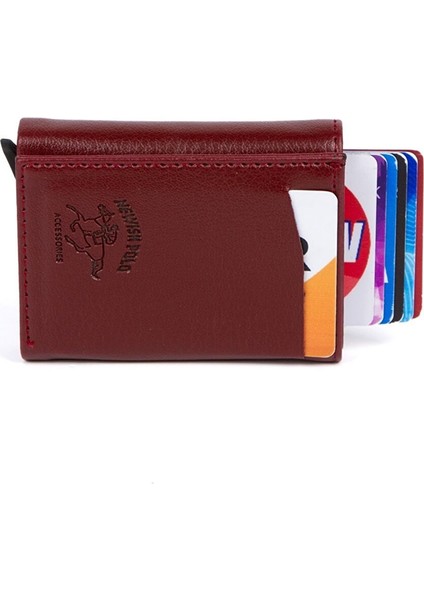 Erkek Rfıd Otomatik Çekim Koruyucu Mekanizmalı Kağıt Para Bölmeli Hediyelik Kartlık Cüzdan TUL605 - Bordo modelleri