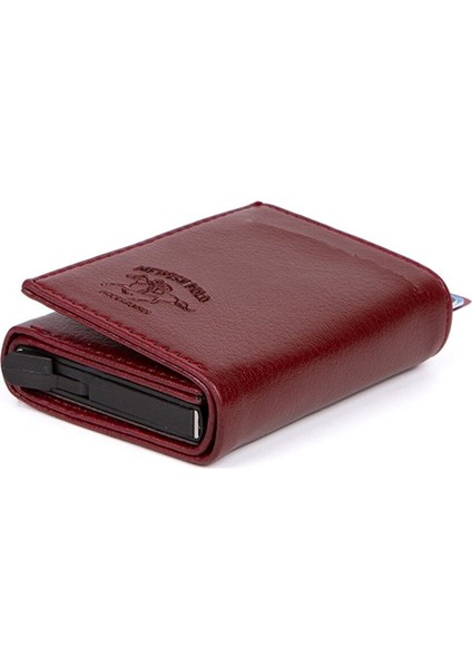 Erkek Rfıd Otomatik Çekim Koruyucu Mekanizmalı Kağıt Para Bölmeli Hediyelik Kartlık Cüzdan TUL605 - Bordo