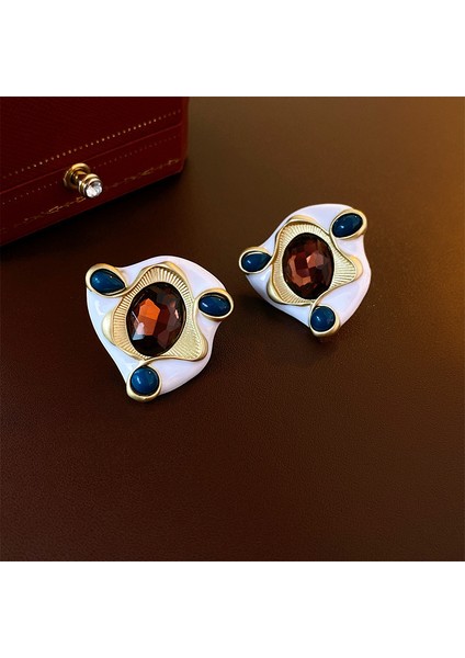 Yeni Bilezik Broş Küpe Gümüş Iğne Yağ Damlası Çiçekler Geometrik Küpe Fransız Retro Moda Mizaç Takı Broş Bilezik (Yurt Dışından)