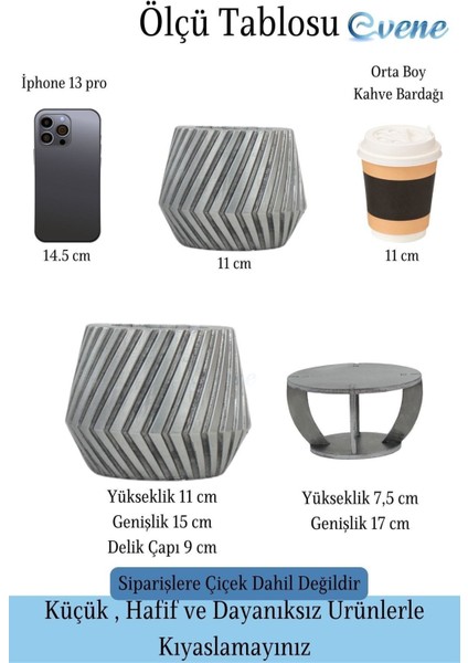 Ahşap Ayaklı Beton Saksı Büyük Boy 1 Adet Dişli Model