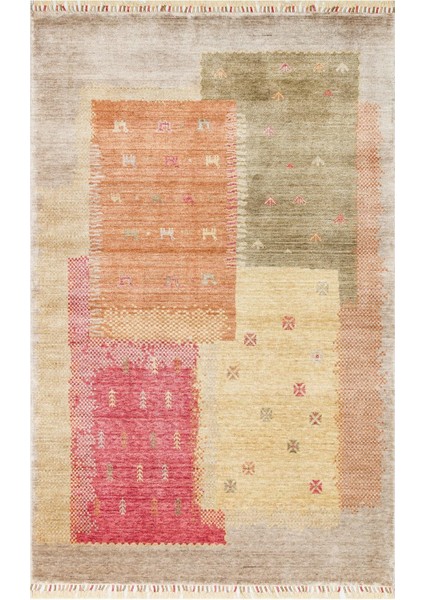 Nepal Zr 07 Bambu Viskon Bej Sonbahar Uşak Desenli Halı