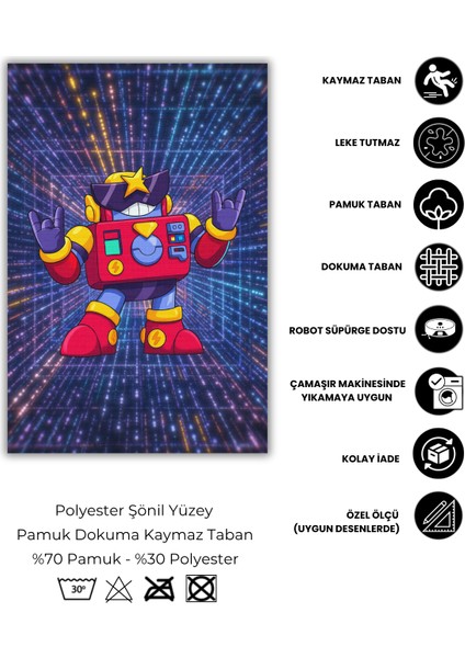 Surge Figürlü Renkli Halı Dijital Baskılı Pamuk Dokuma Kaymaz Tabanlı Yıkanabilir Antialerjik Pati Dostu Oyun Halısı fırsatları