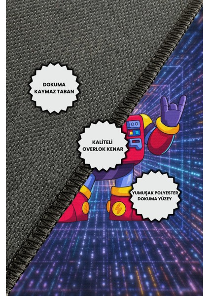 Surge Figürlü Renkli Halı Dijital Baskılı Pamuk Dokuma Kaymaz Tabanlı Yıkanabilir Antialerjik Pati Dostu Oyun Halısı indirimleri