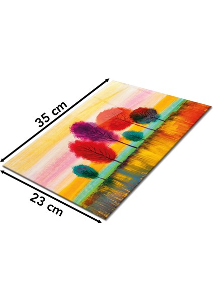 Sonbahar Manzarası Cam Kesme Tahtası, Silikon Ayaklı, Isıya Kırılmaya Dayanıklı, Sunum Kesim Tablası fiyatları