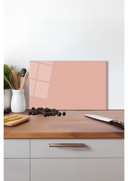 Açık Soman Rengi Cam Kesme Tahtası, Silikon Ayaklı, Isıya Kırılmaya Dayanıklı, Sunum Kesim Tablası