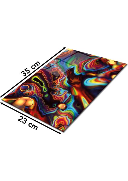 Gökkuşağı Dalga Cam Kesme Tahtası, Silikon Ayaklı, Isıya Kırılmaya Dayanıklı, Sunum Kesim Tablası fiyatları