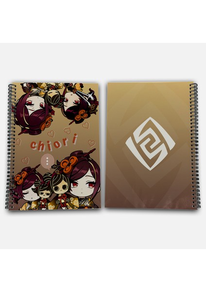 Genshin Impact Chiori Çizgili A4 Okul Defteri 72 Yaprak