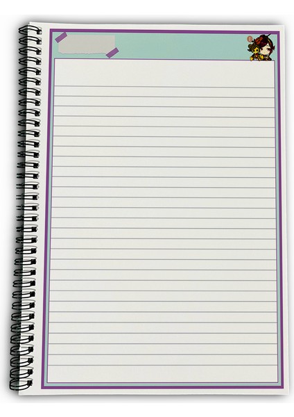 Genshin Impact Chiori Çizgili A4 Okul Defteri 72 Yaprak