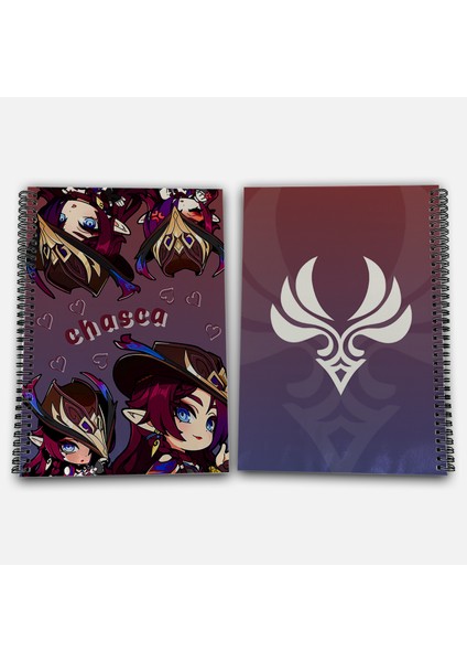 Genshin Impact Chasca Çizgili A4 Okul Defteri 72 Yaprak
