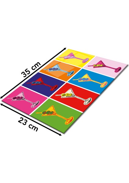 Renkli Martini Kadeh Cam Kesme Tahtası, Silikon Ayaklı Isıya Kırılmaya Dayanıklı Sunum Kesim Tablas fiyatları