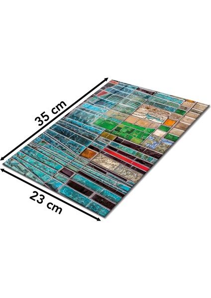 Mavi Mozaik Desen Cam Kesme Tahtası, Silikon Ayaklı, Isıya Kırılmaya Dayanıklı, Sunum Kesim Tablası fiyatları