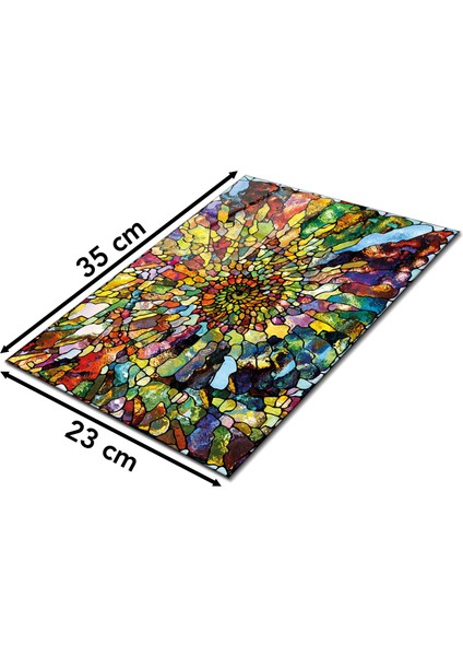 Rengarenk Mozaik Cam Kesme Tahtası, Silikon Ayaklı, Isıya Kırılmaya Dayanıklı, Sunum Kesim Tablası fiyatları
