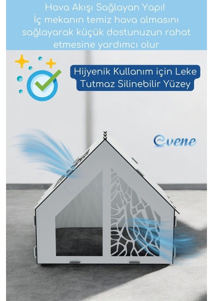 Ahşap Büyük Kedi Yatağı Premium Kalite Beyaz Kedi Evi 50X35 cm Parlak Boyalı Seperatör Model
