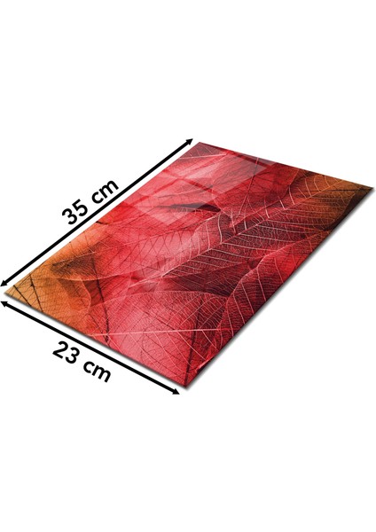Büyük Kırmızı Yapraklar Cam Kesme Tahtası, Silikon Ayaklı, Isıya Kırılmaya Dayanıklı, Sunum Tablası fiyatları