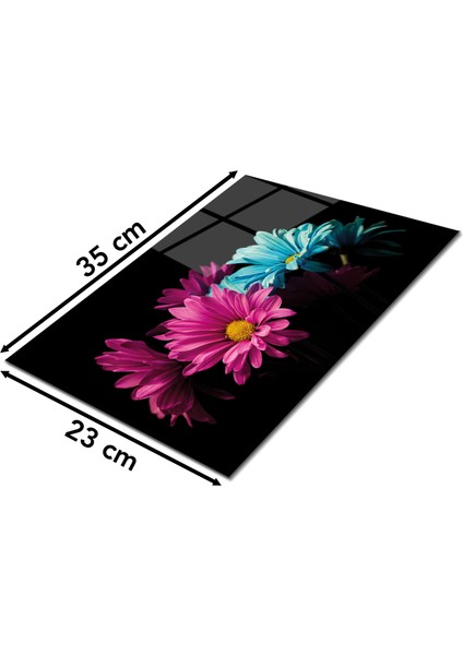 Pembe Mavi Çiçekler Cam Kesme Tahtası, Silikon Ayaklı Isıya Kırılmaya Dayanıklı Sunum Kesim Tablası fiyatları