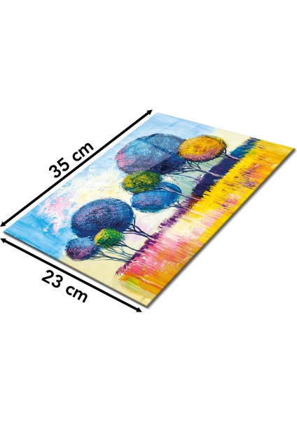 Mavi Sanatsal Ağaç Cam Kesme Tahtası, Silikon Ayaklı Isıya Kırılmaya Dayanıklı, Sunum Kesim Tablası fiyatları